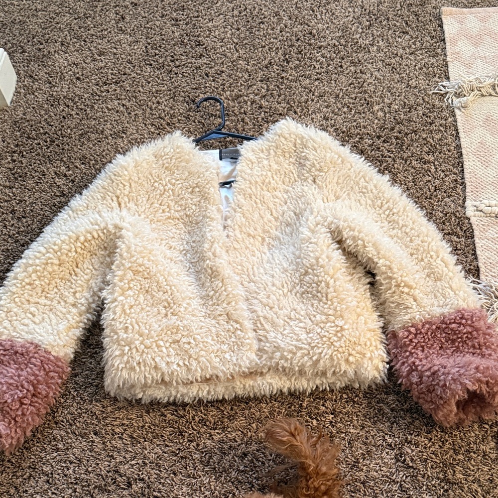 Honey Punch Cream and Pink Fuzzy Jacket
